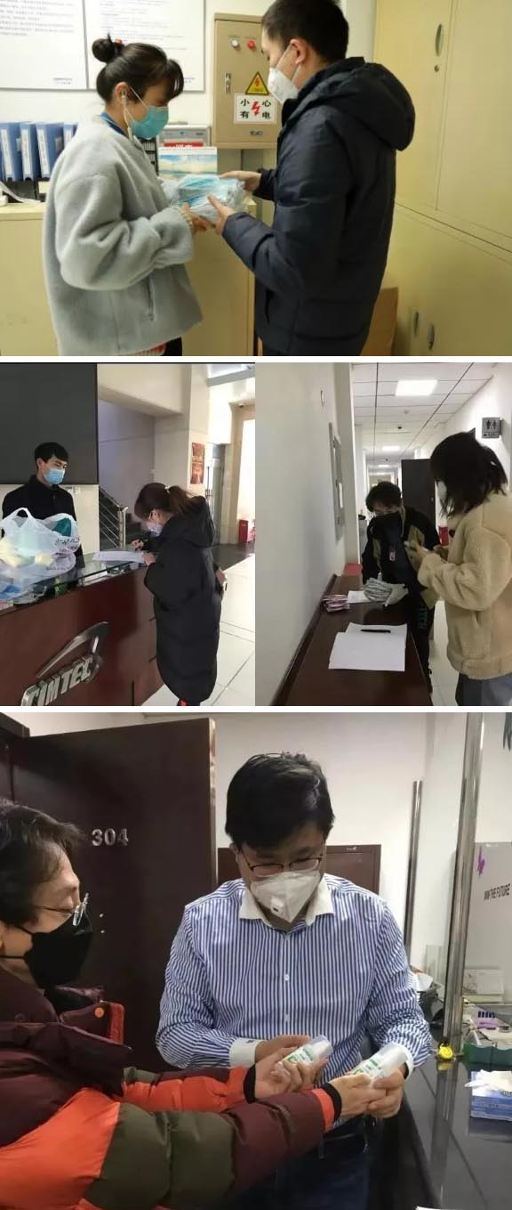 發放防護物資：口罩、手套、消毒液、洗手液
